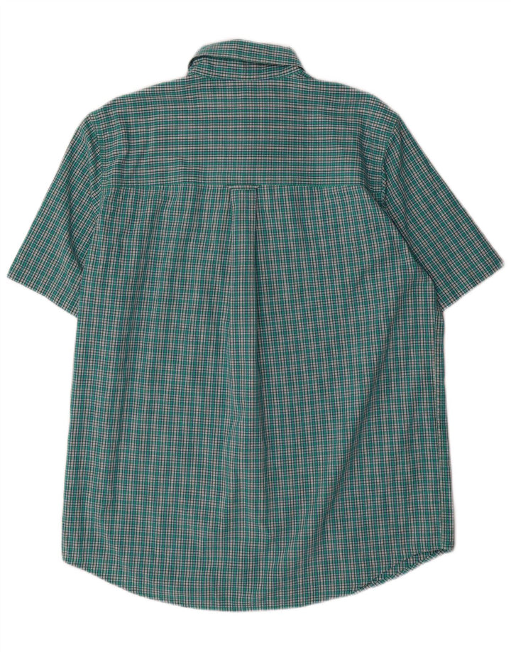 Camisa masculina de manga curta Chaps verde médio algodão guingão