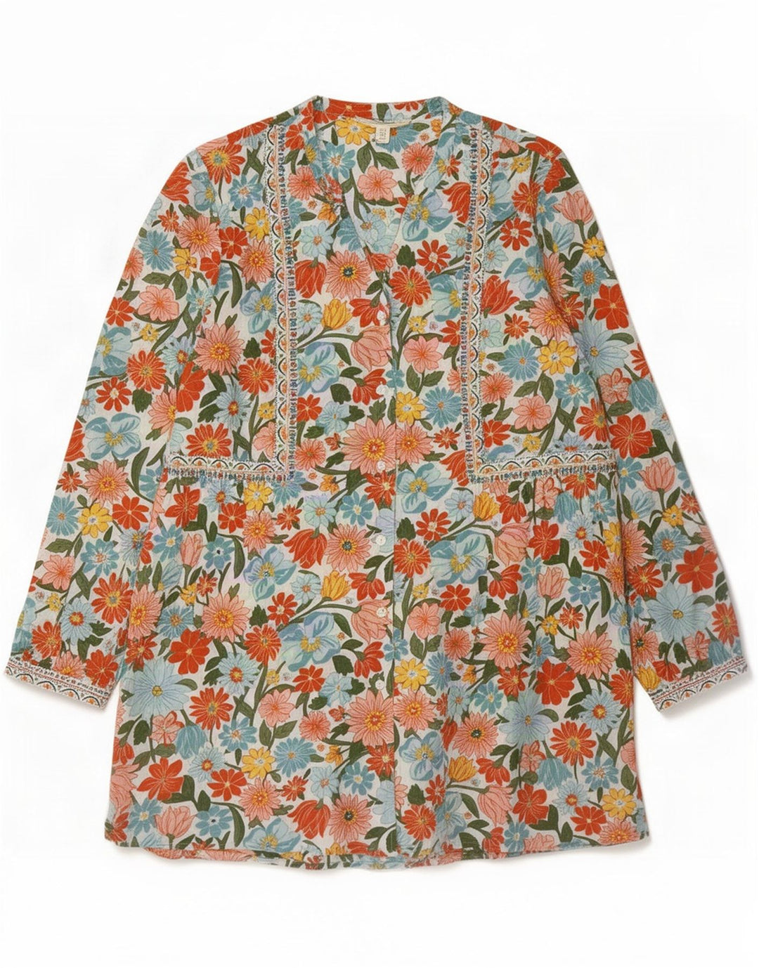Vestido túnica feminino Seasalt Cornwall Reino Unido 14 grande floral multicolorido