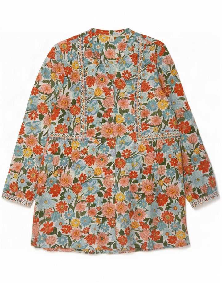Vestido túnica feminino Seasalt Cornwall Reino Unido 14 grande floral multicolorido