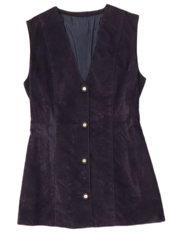 Colete Longline Feminino Vintage UK 10 Pequeno Azul Marinho