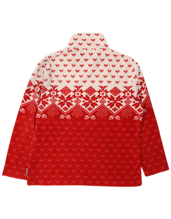 Suéter de lã feminino F.LLI Campagnolo com zíper e gola UK 18 XL Red Fair Isle