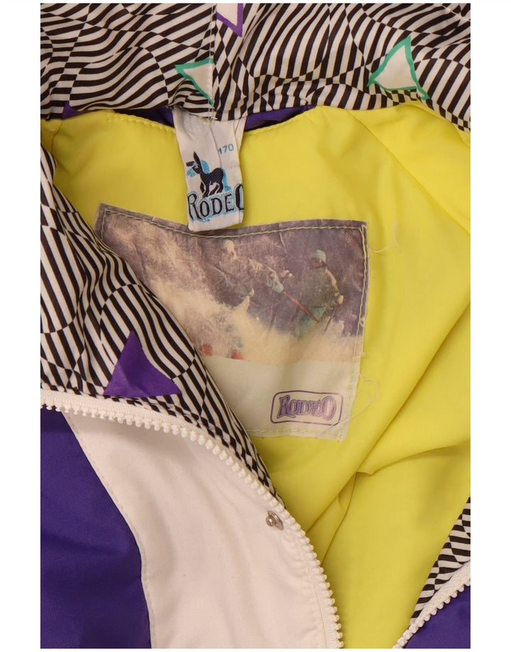 Jaqueta de esqui masculina com capuz RODEO Reino Unido 40 grande bloco colorido roxo