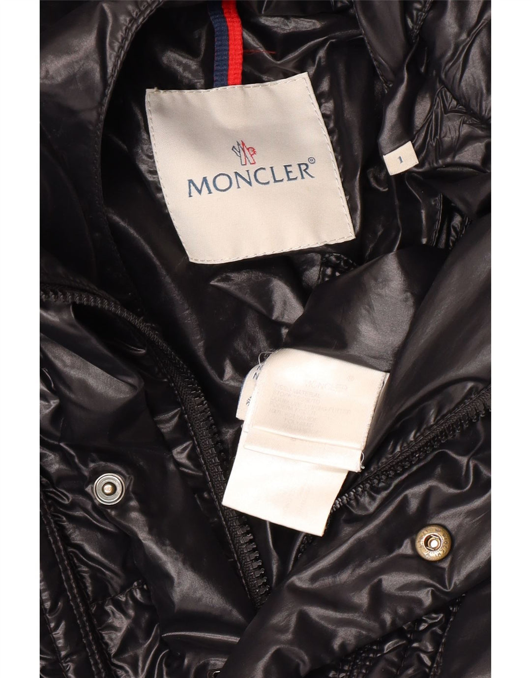 Moncler Jaqueta feminina acolchoada com capuz e ajuste solto tamanho 1 pequena poliamida preta