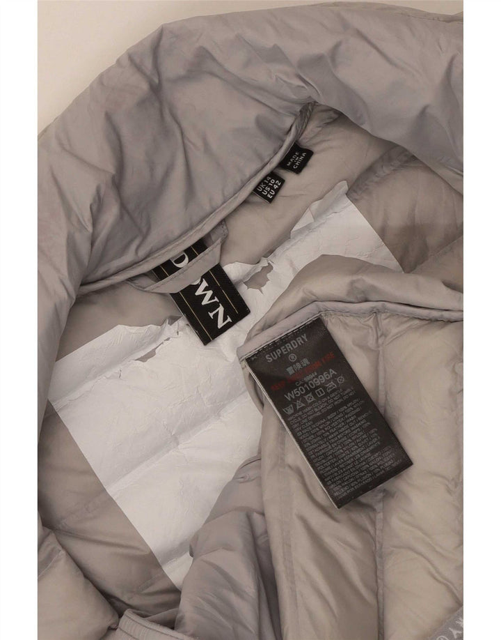 Jaqueta acolchoada feminina Superdry UK 14 Nylon cinza grande