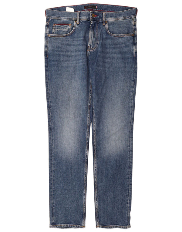 Tommy Hilfiger Masculino Denton Straight Jeans W32 L32 Azul Algodão