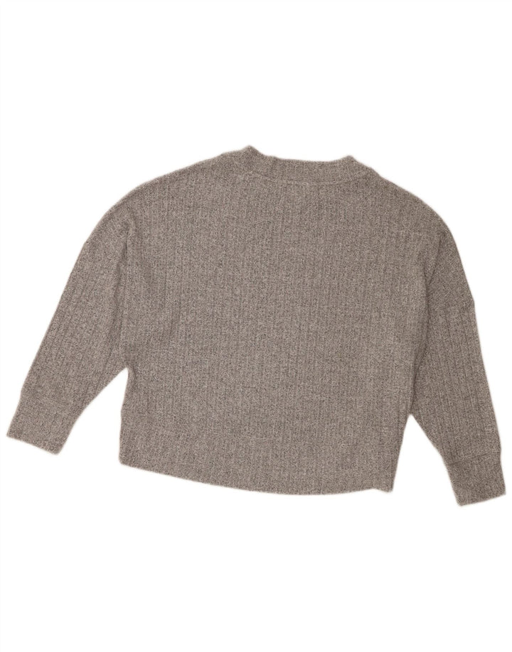 Suéter feminino Marks & Spencer com gola redonda Reino Unido 10 pequeno cinza manchado