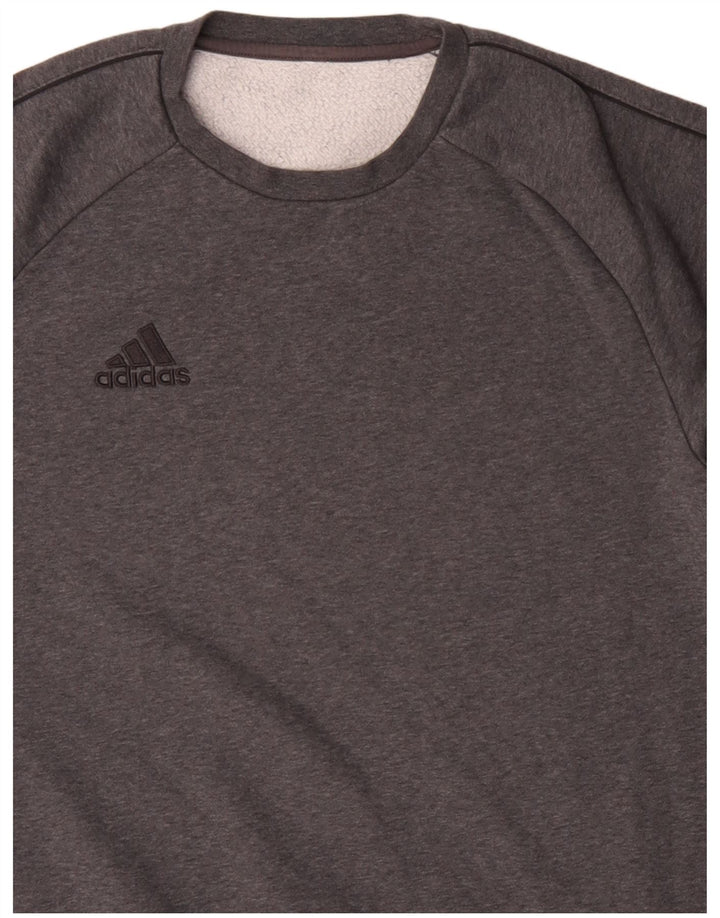 Adidas Mens Moletom Jumper Pequeno Algodão Cinza