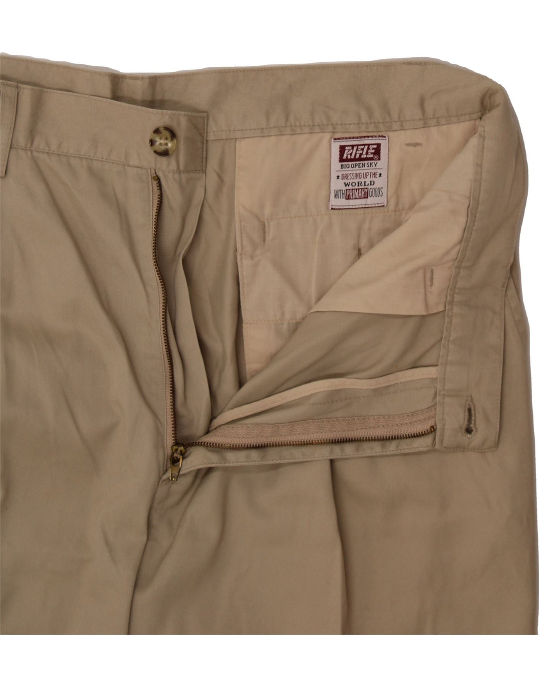 RIFLE Mens Straight Chino Trousers W36 L28 Beige Cotton Vintage Rifle and Second-Hand Rifle from Messina Hembry 