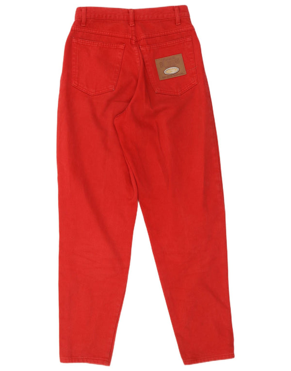 Jeans feminino vintage cintura alta cônico IT 44 médio W26 L30 algodão vermelho