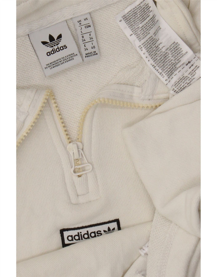 Adidas feminino oversized colheita zip pescoço moletom jumper reino unido 8 pequeno branco