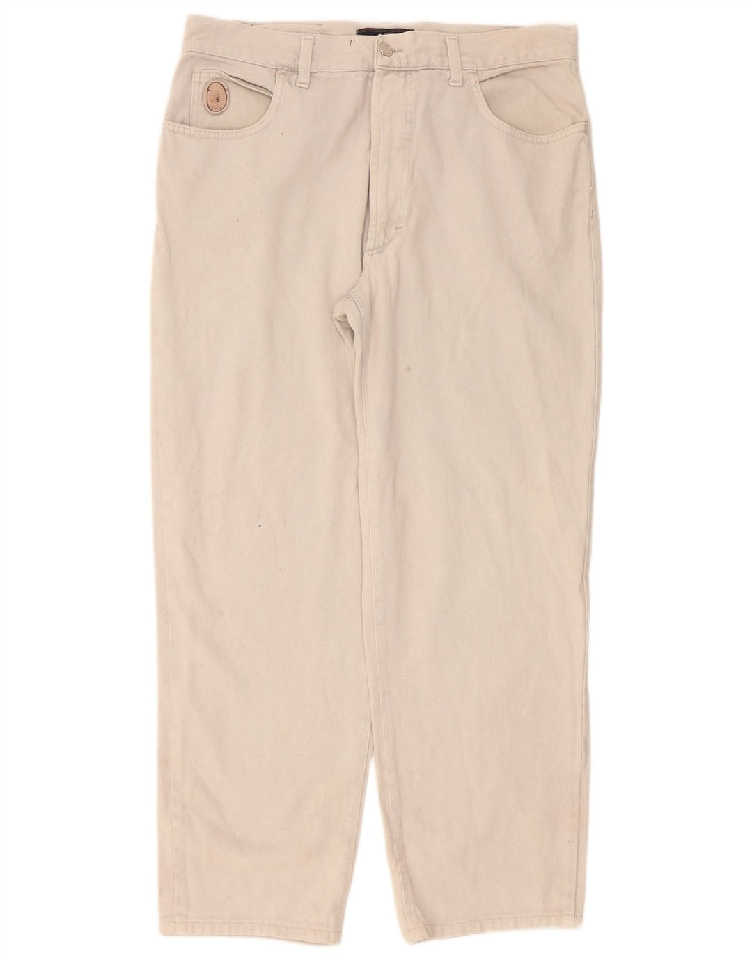 Trussardi Calça jeans masculina cônica W34 L29 bege