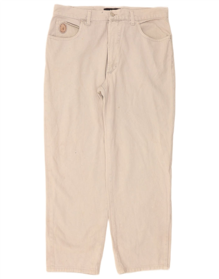 Trussardi Calça jeans masculina cônica W34 L29 bege
