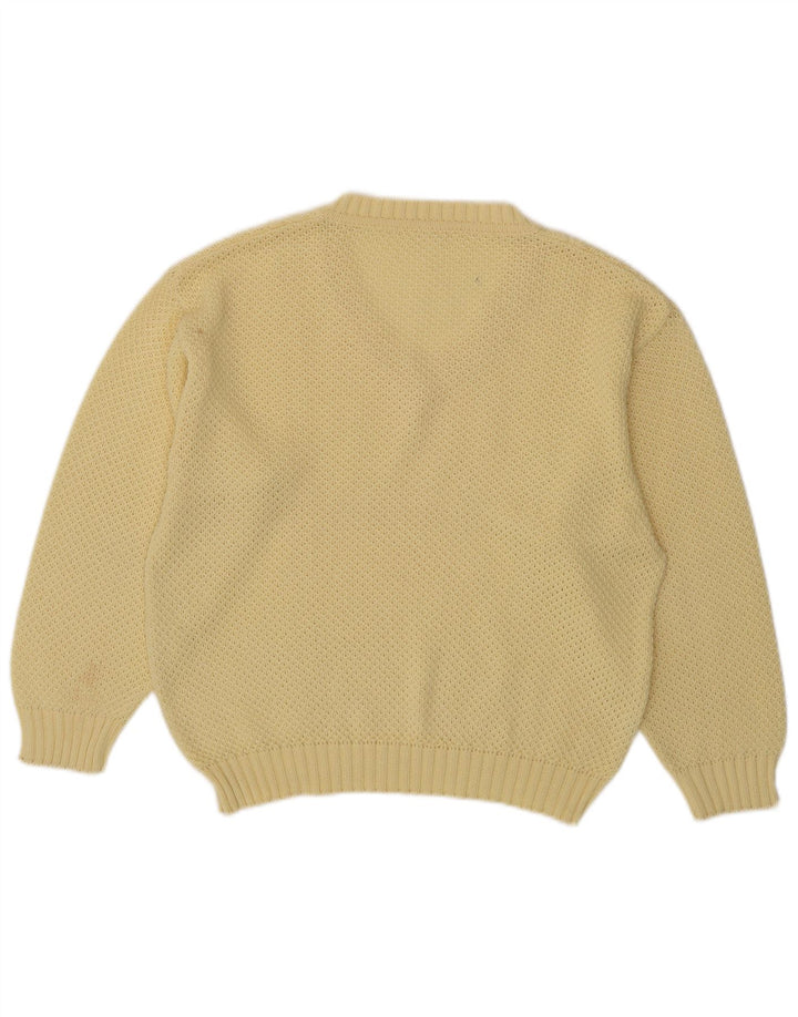 Suéter feminino VINTAGE grande com decote em V IT 40 algodão amarelo pequeno