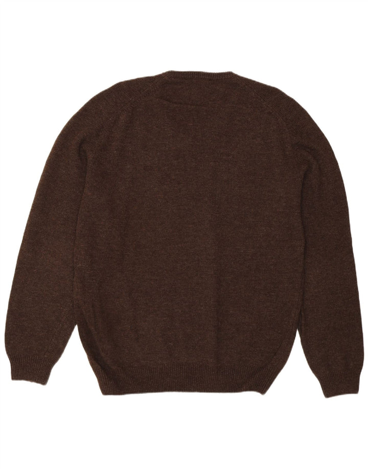 Suéter masculino vintage com decote em V XL marrom Argyle/lã diamante