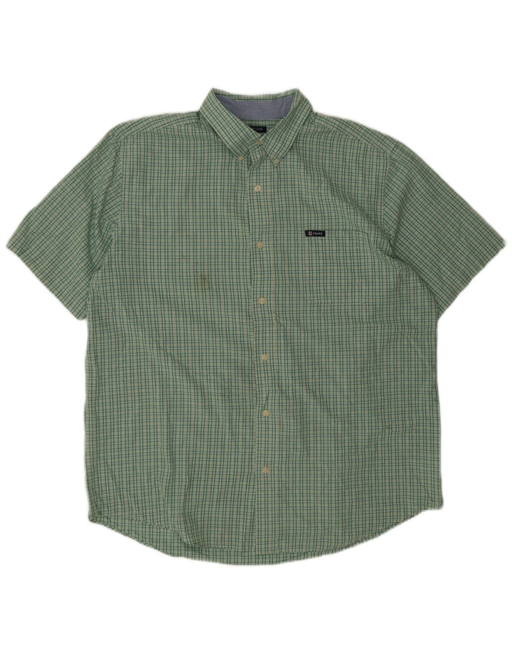 Camisa masculina de manga curta Chaps Easy Care XL verde xadrez algodão