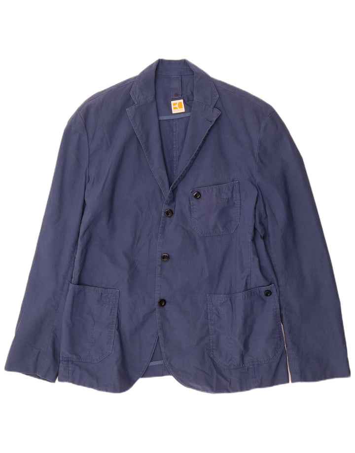 Jaqueta Blazer Masculina Hugo Boss com 3 Botões EU 52 XL Azul Algodão