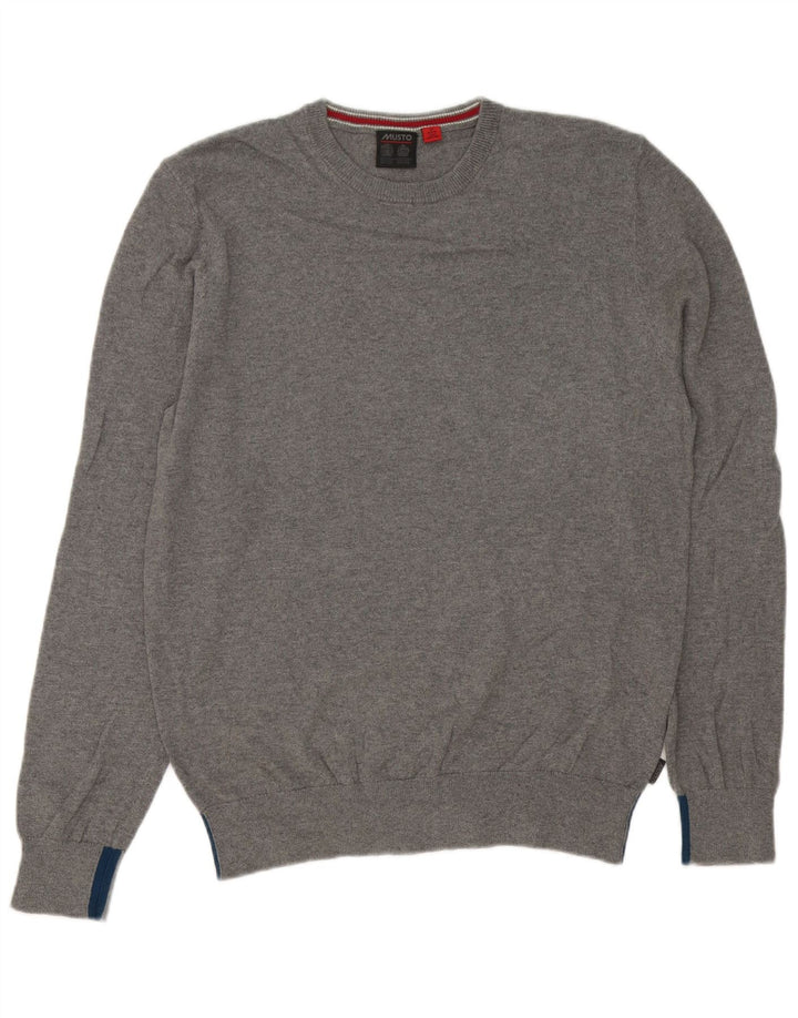 Suéter masculino Musto com gola redonda e algodão cinza médio