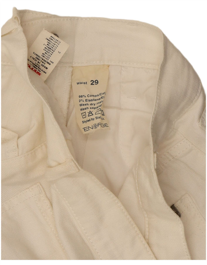 ENERGIE Jeans retos femininos W29 L29 algodão branco
