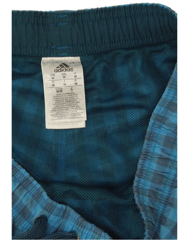 Shorts de natação masculino Adidas médio azul guingão poliéster