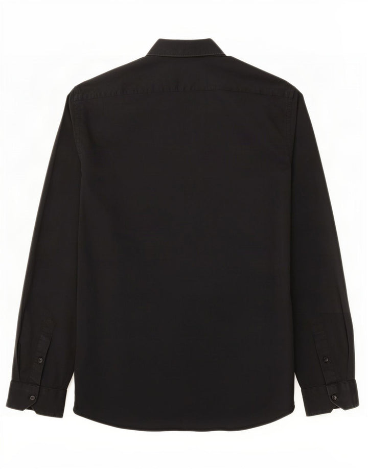 Camisa masculina Zara Super Slim Fit grande algodão preto