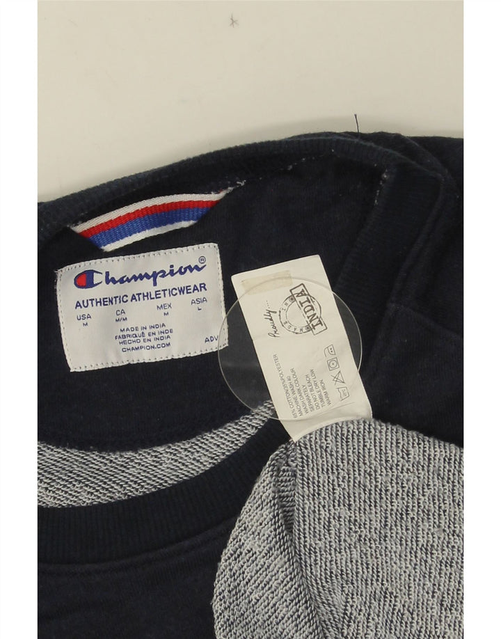 CHAMPION Suéter gráfico masculino de algodão azul marinho médio