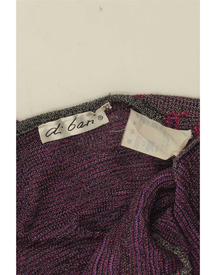 Suéter cardigã feminino Di Bari com padrão abstrato IT 40 roxo pequeno