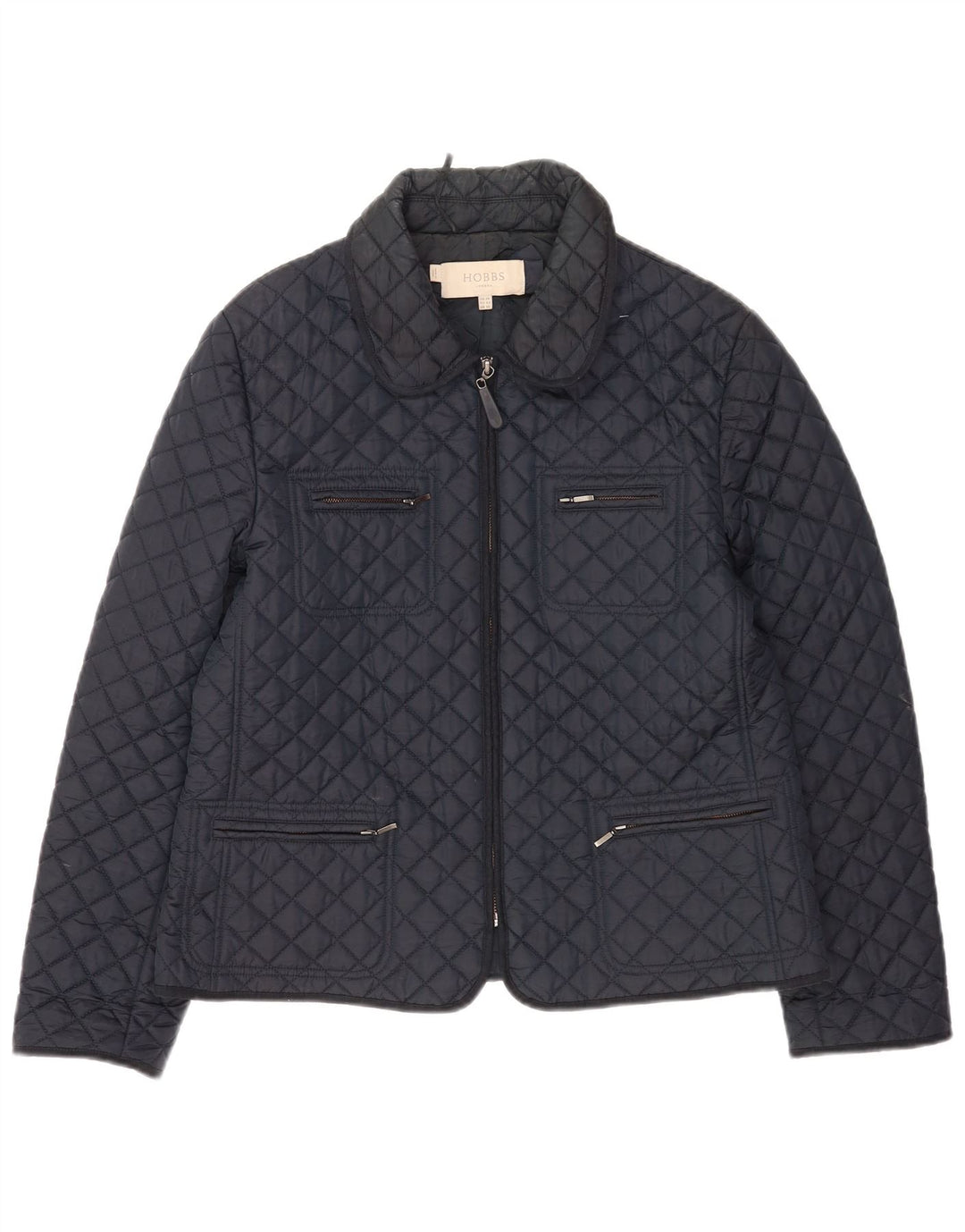 Jaqueta acolchoada feminina Hobbs UK 14 grande azul marinho poliamida