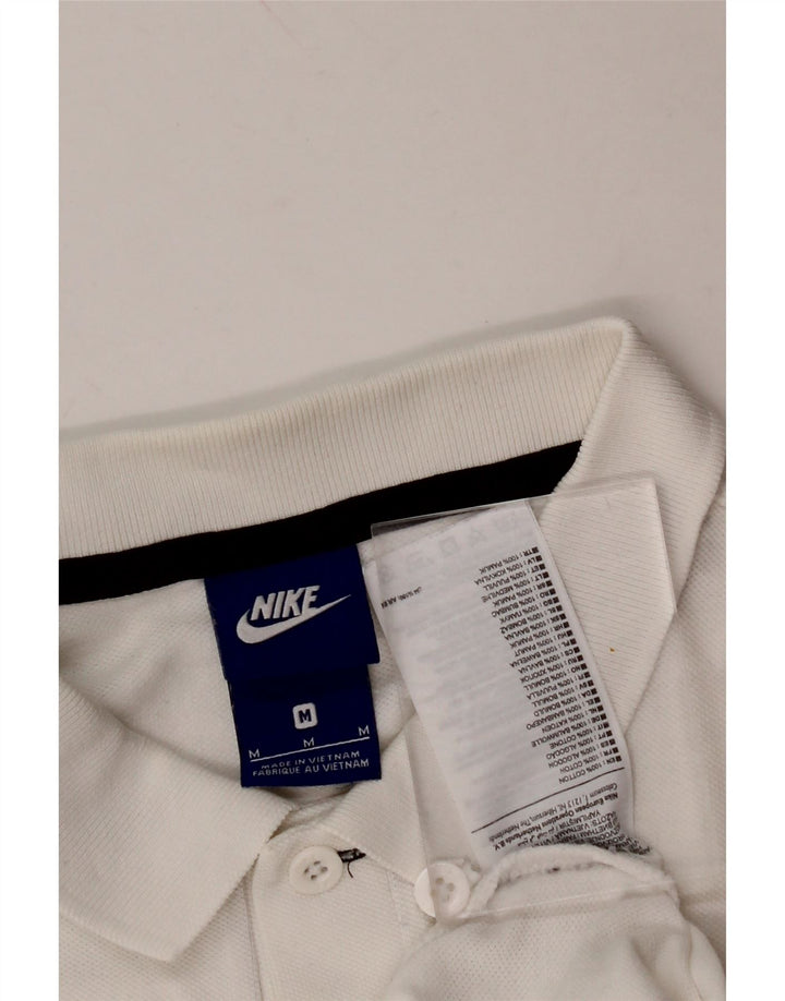 Camisa polo masculina NIKE de algodão branco médio