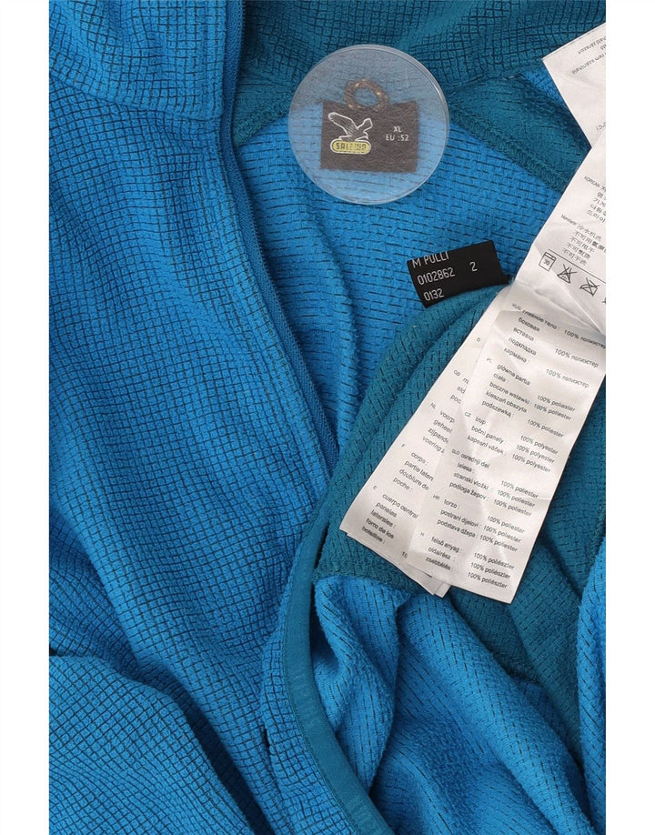 SALEWA Suéter masculino de lã com zíper EU 52 XL azul colorblock poliéster