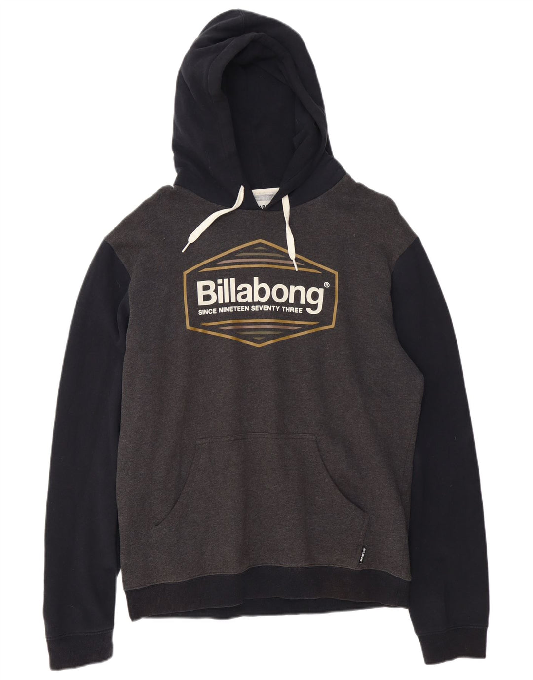 Suéter com capuz gráfico masculino BILLABONG grande algodão colorido cinza