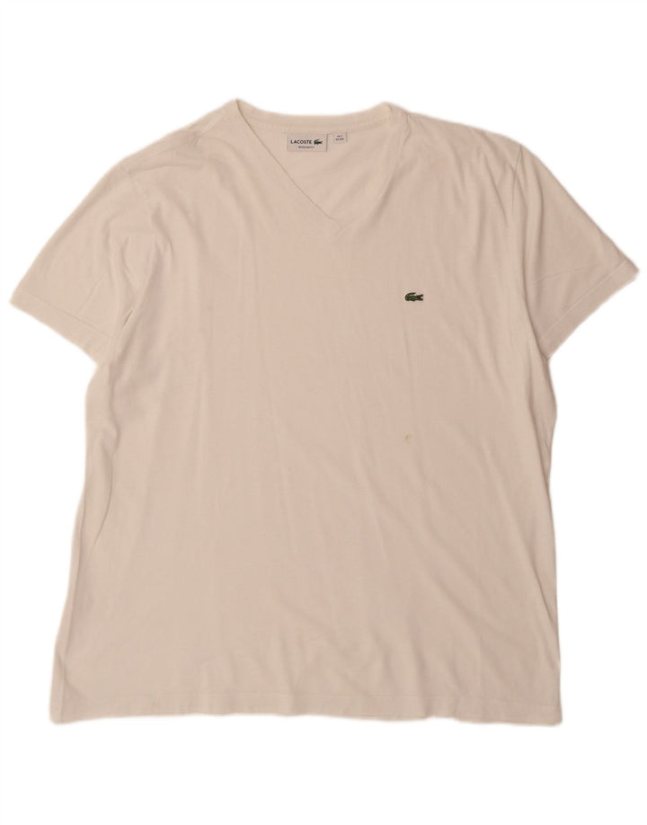Camiseta masculina Lacoste Regular Fit tamanho superior 7 2XL algodão branco