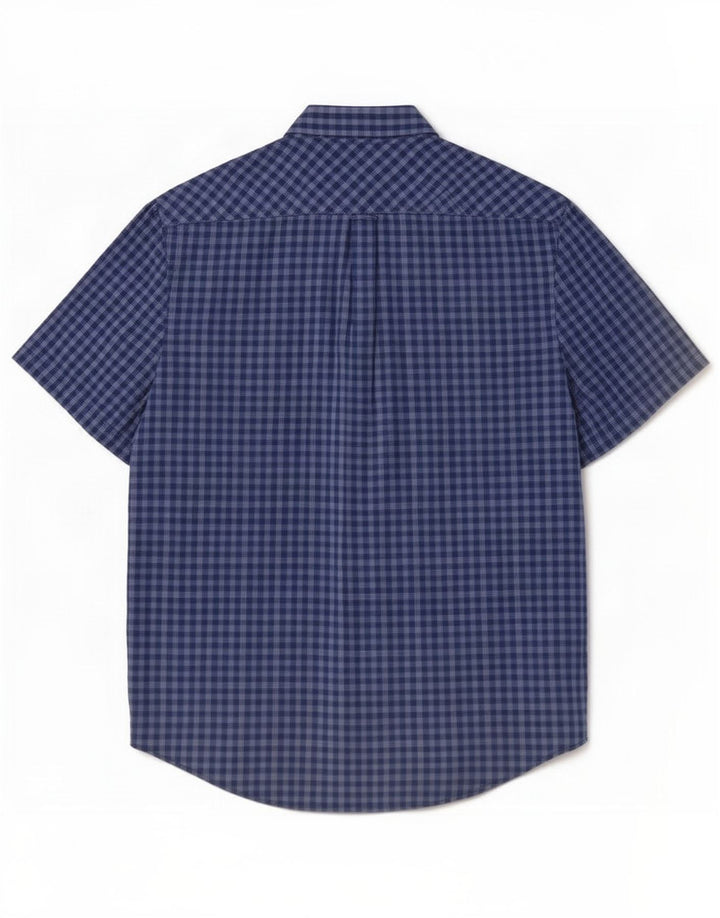 Camisa masculina de manga curta Ben Sherman XL azul algodão guingão