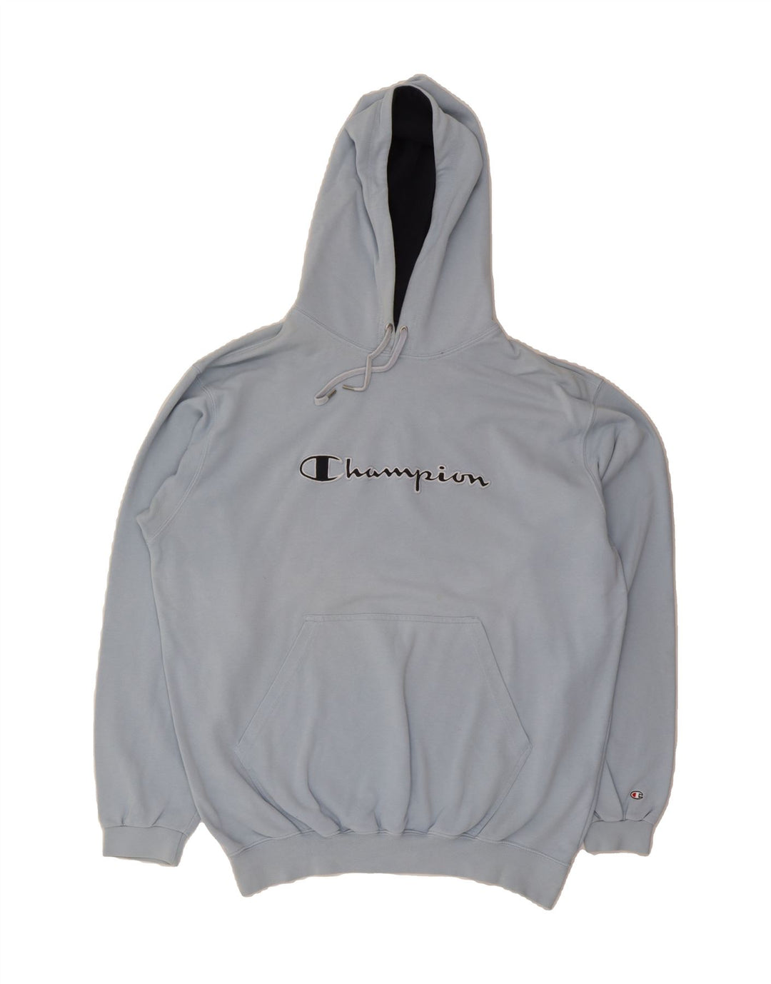 CHAMPION Mens Graphic Hoodie Jumper 2XL Blue Cotton Vintage Champion and Second-Hand Champion from Messina Hembry 