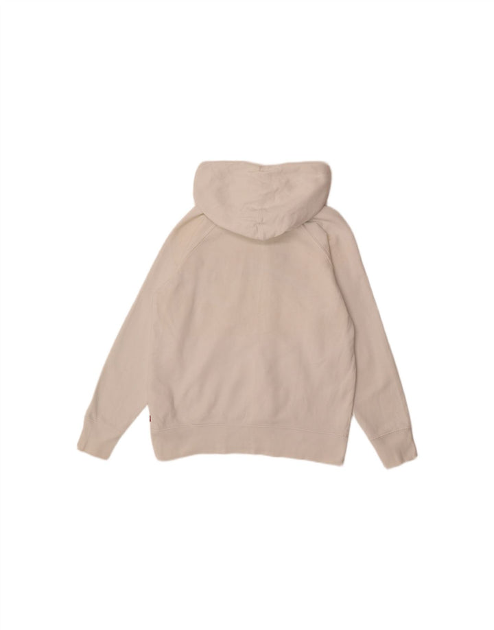 Suéter feminino com capuz gráfico oversized LEVI'S Reino Unido 6 XS algodão branco