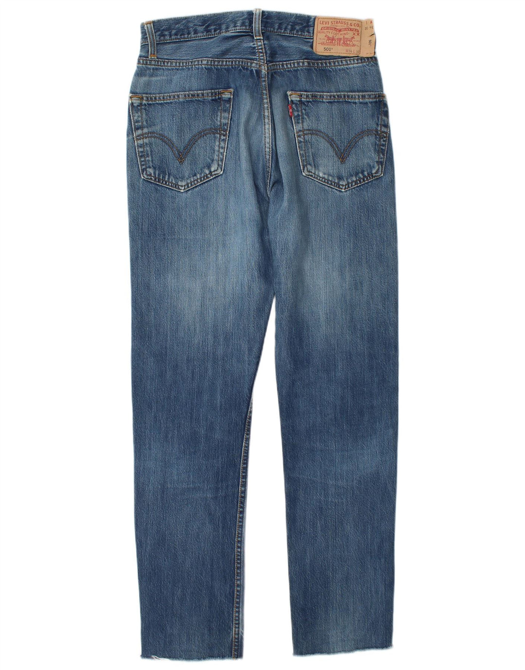 Calça jeans feminina Levi's 501 Distressed Straight W34 L30 Azul