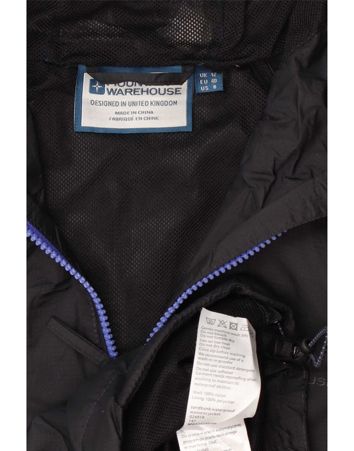 Jaqueta de chuva feminina com capuz Mountain Warehouse UK 12 nylon preto médio