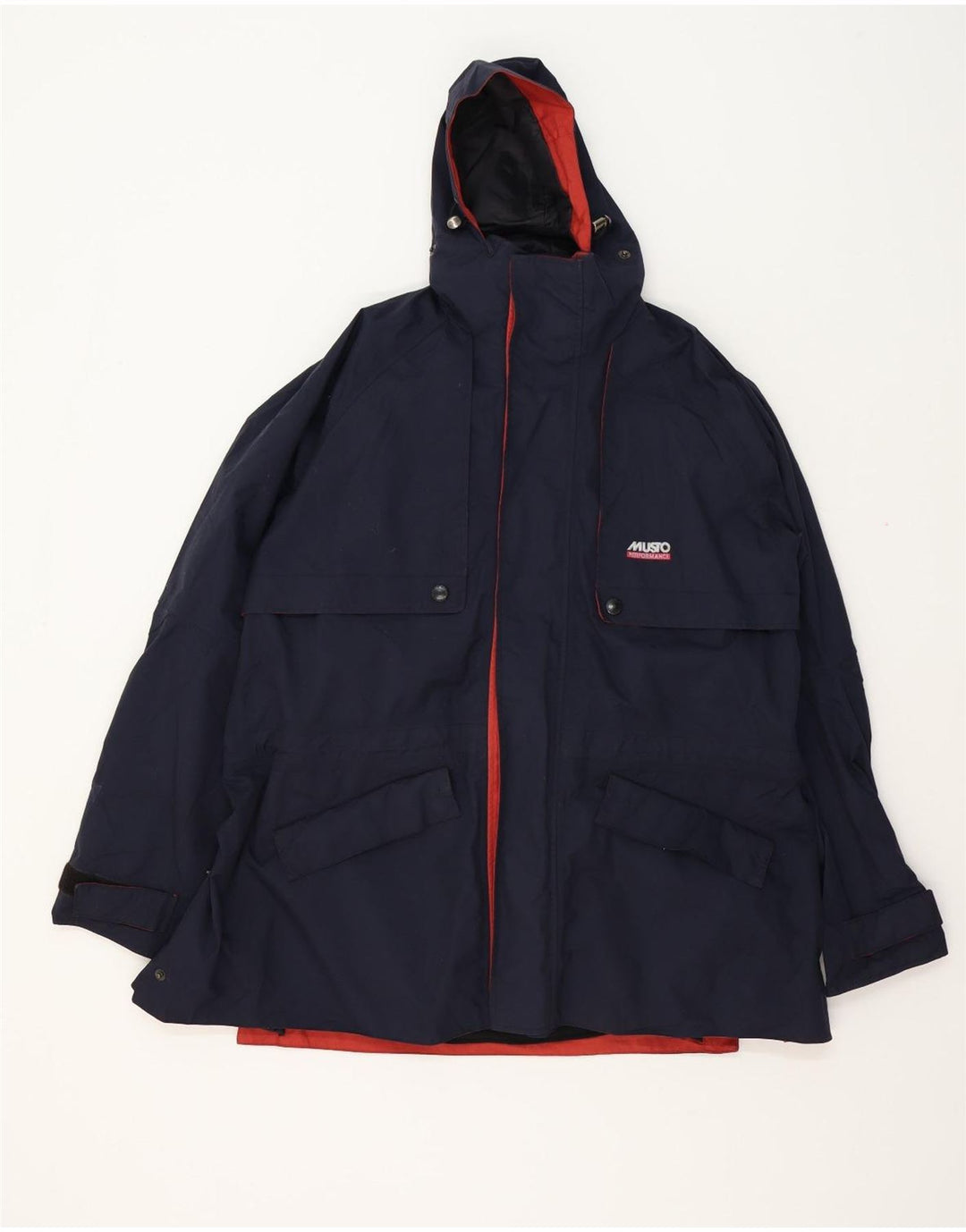 Jaqueta corta-vento masculina Musto com capuz Reino Unido 40 poliéster azul marinho grande