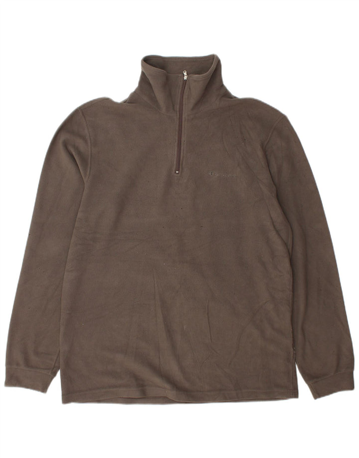 Jumper de lã masculino Champion com zíper e gola grande cinza