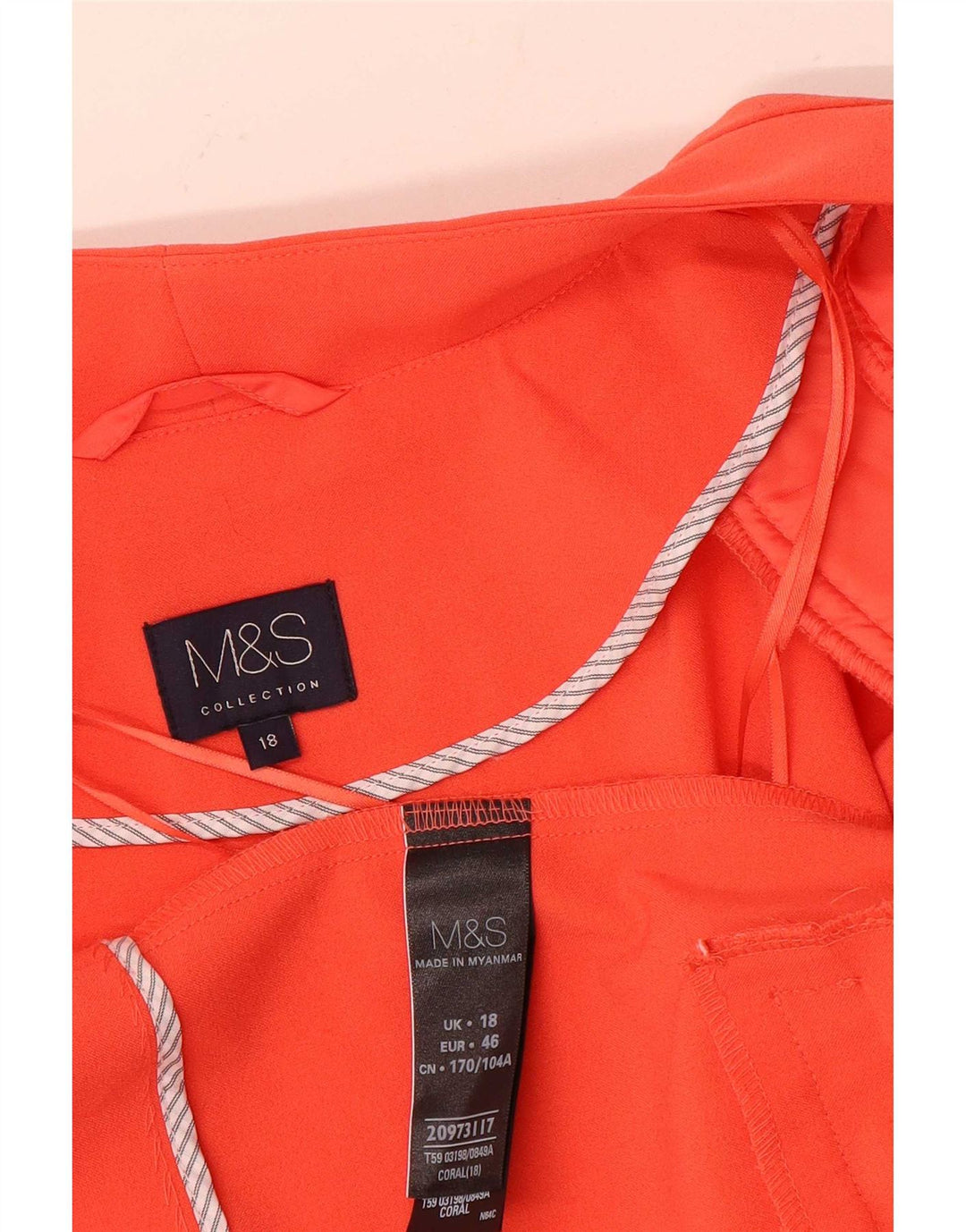Jaqueta Blazer aberta feminina Marks & Spencer Reino Unido 18 XL laranja poliéster