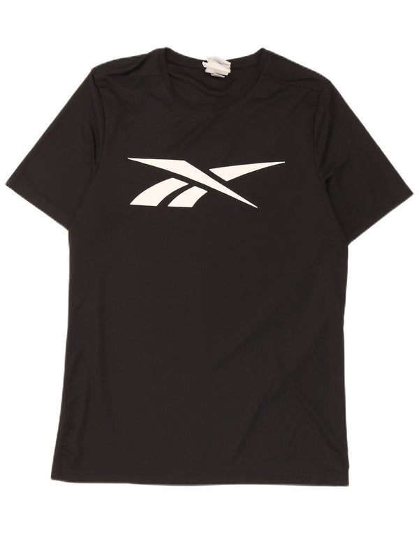 Reebok Mens Graphic T-Shirt Top Médio Poliéster Preto