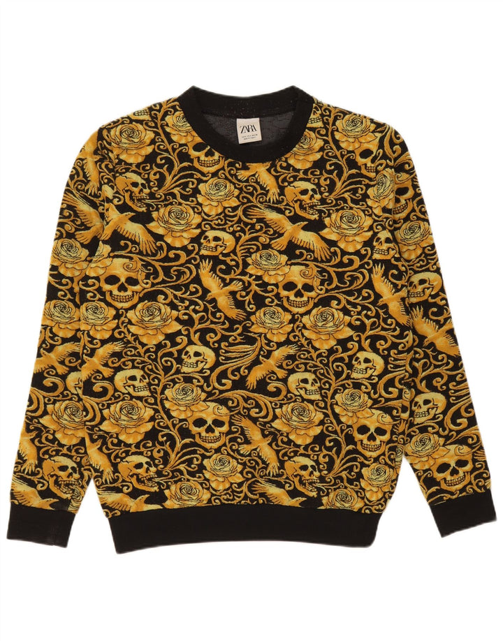 Zara moletom masculino jumper pequeno preto floral poliéster