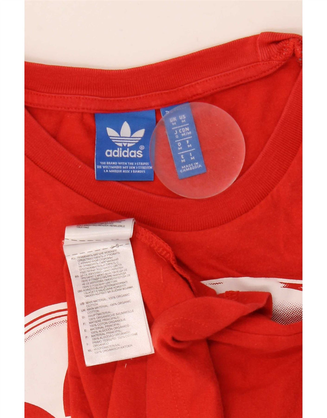 Adidas Mens Graphic T-Shirt Top Médio Algodão Vermelho