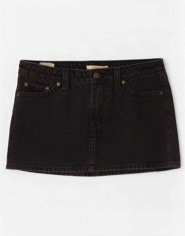 Mini saia jeans feminina Levi's W28 algodão cinza médio
