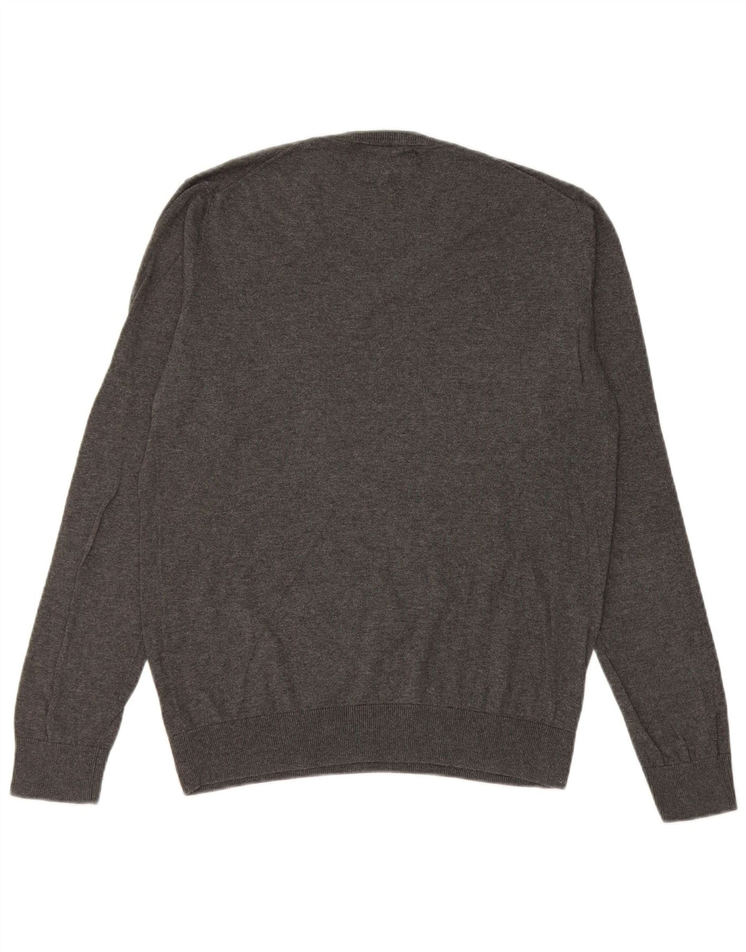 Suéter masculino Zara com decote em V e seda cinza médio