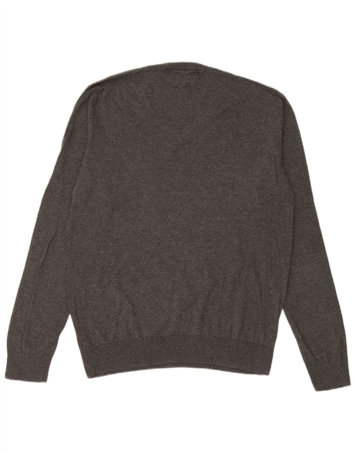 Suéter masculino Zara com decote em V e seda cinza médio
