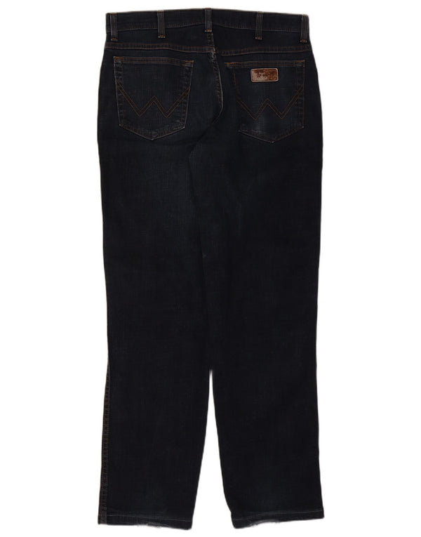 WRANGLER Masculino Texas Stretch Straight Jeans W34 L31 Azul Marinho Algodão