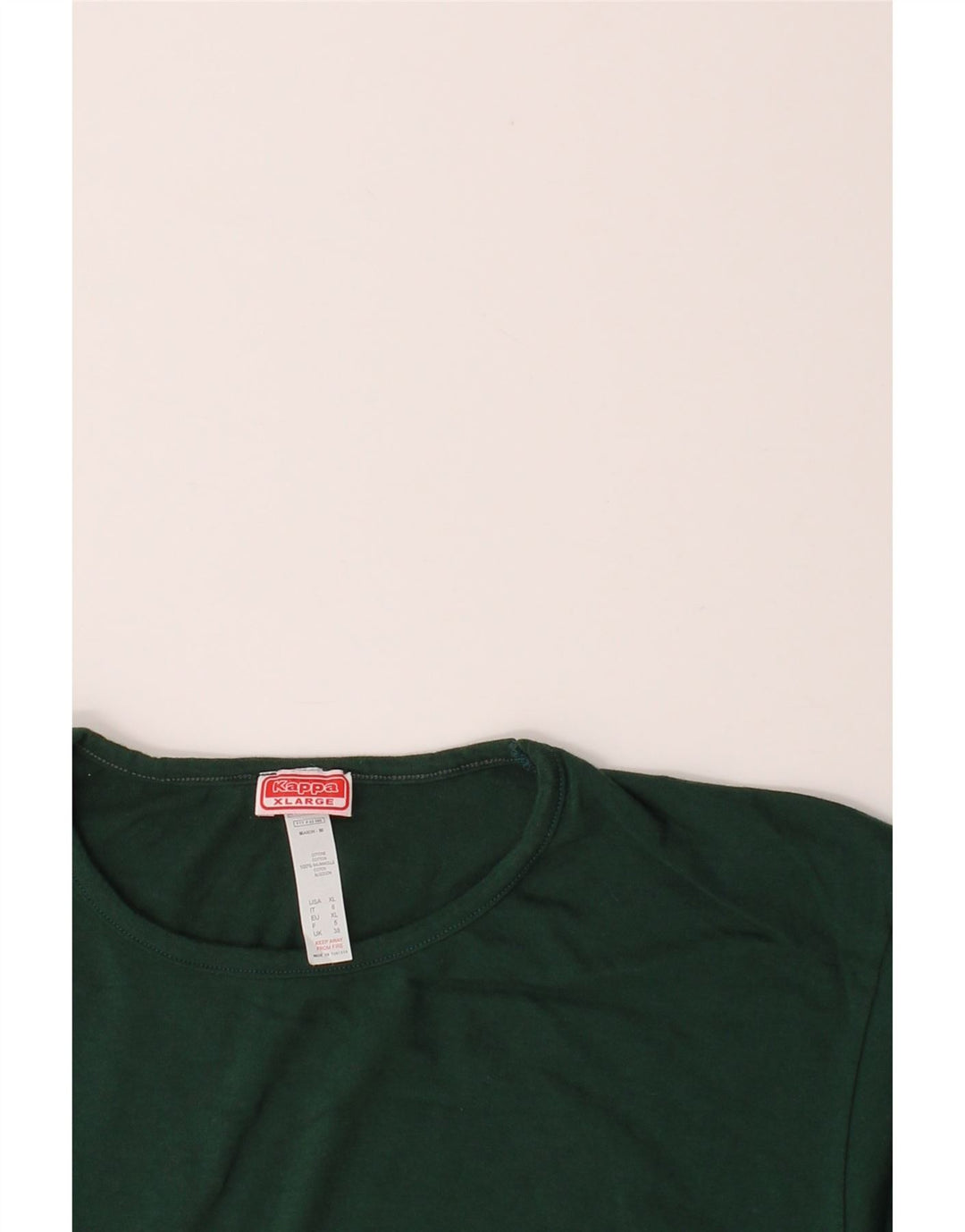KAPPA Womens T-Shirt Top UK 18 XL Green Cotton Vintage Kappa and Second-Hand Kappa from Messina Hembry 