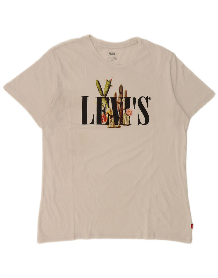 Camiseta feminina gráfica Levi's UK 14 médio branco
