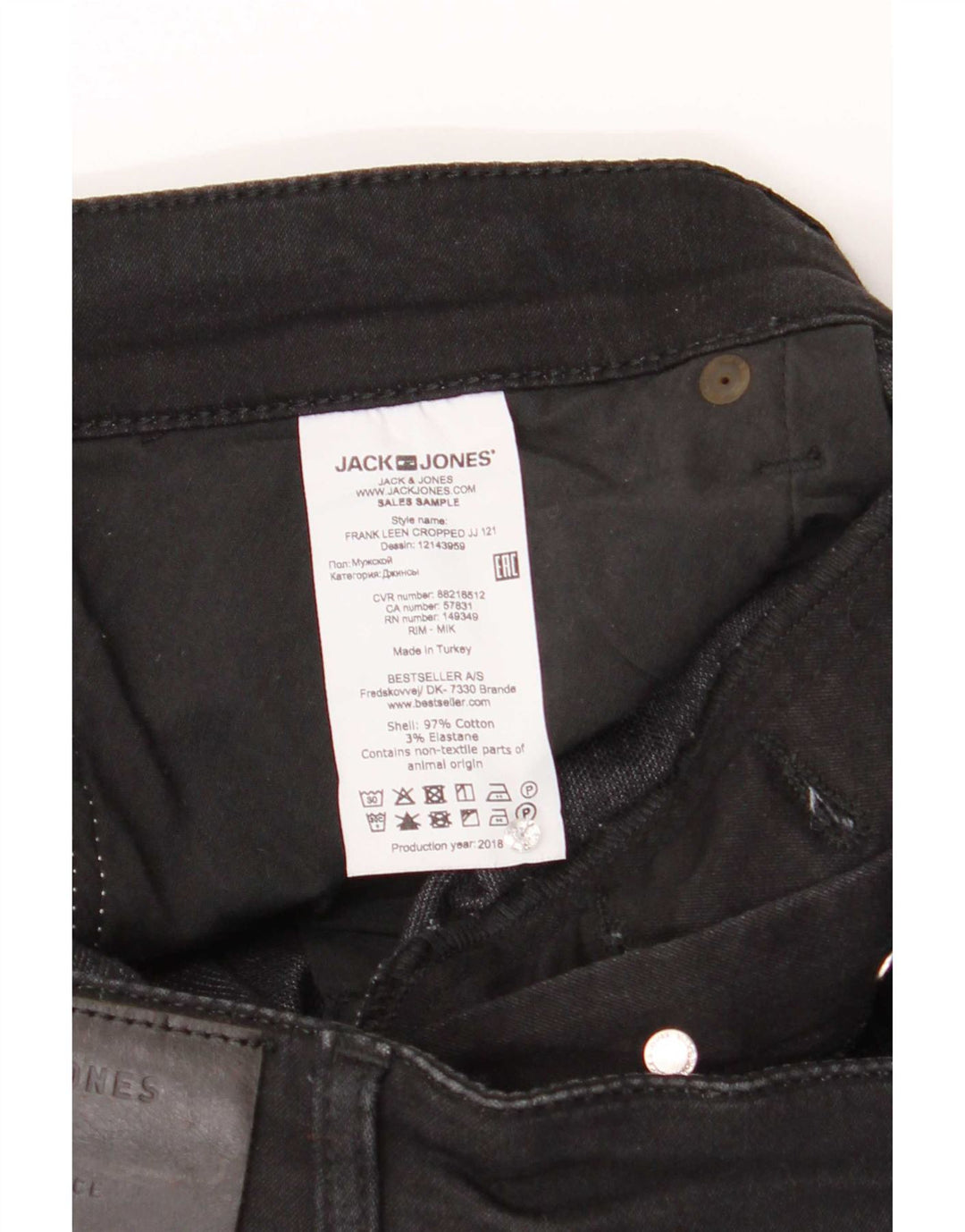 Jeans retos masculinos Jack & Jones W34 L27 algodão preto