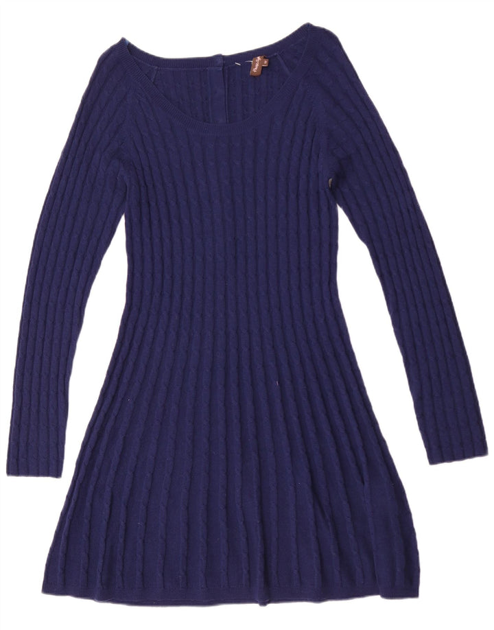 Vestido jumper feminino de manga comprida Phase Eight Reino Unido 12 lã azul marinho médio